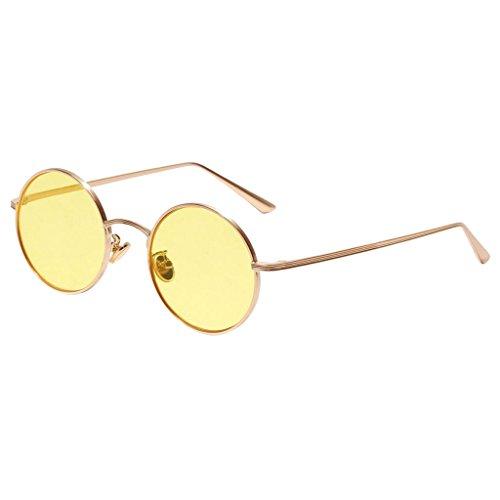 Homyl Mulheres Homens óculos De Armação De Metal Espelhada óculos De Sol Redondos Novo - Amarelo