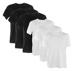 Kit 6 Camisetas 100% Algodão (3 brancas 3 pretas, G)