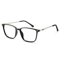 Cyxus Oculos Luz Azul Computador para Homens e Mulheres Lentes Anti-reflexo Filtro UV Anti-fadiga Ocular Óculos de Armação Quadrada TR90 (0-Preto)