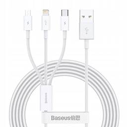 Cable USB cable 3in1 Baseus Superior Series, USB to micro USB/USB-C/Lightning, 3.5A, 1.2m (white) (6953156205536)