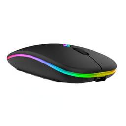 SZAMBIT Bluetooth sem fio com USB recarregável RGB Mouse BT5.2 para laptop PC Macbook Gaming Mouse 2.4GHz 1600DPI (Preto fosco e BT)