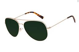 Óculos de Sol Unissex CHILLI BEANS Aviador Verde, OCMT2700 1521, Dourado, Tamanho Único