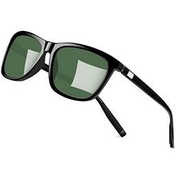 Óculos de sol retangulares polarizados polarizados vintage vintage com lente verde