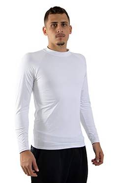 Camisa Termica Adulto Blusa Proteção UV 50 Quente/Frio Fitness Esporte (P, branco)