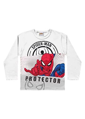 Camiseta Manga Longa em Meia Malha Spider-Man, Meninos, Fakini, Branco, 8