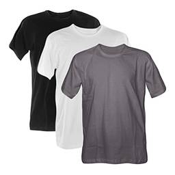 Kit 3 Camisetas 100% Algodão (Chumbo, branco, Preto, G)