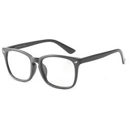 Cyxus Óculos de Luz azul Óculos Quadrados para Computador Óculos Anti-fadiga Ocular Lente Transparente UV400 para Mulheres/Homens (Moldura cinza)