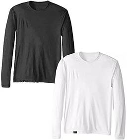 KIT 2 Camisetas UV Protection Masculina UV50+ Tecido Ice Dry Fit Secagem Rápida – P Cinza - Branco