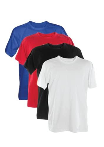 Kit 4 Camisetas Poliester 30.1 (Branco, Preto, Vermelho, Royal, P)