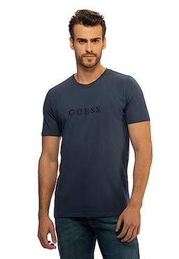 T-Shirt Logo Bordado, Guess, Masculino, Azul Escuro, GG