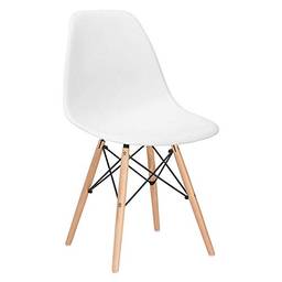 Cadeira Charles Eames Eiffel Dsw - Branco - Madeira clara