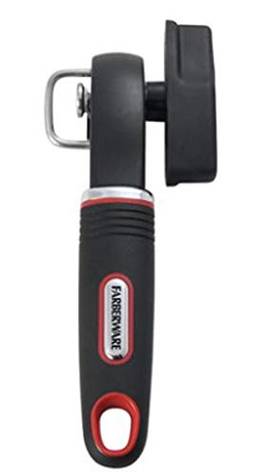Farberware Abridor de garrafa de lata de segurança Soft Grips, tamanho único, preto/vermelho 2