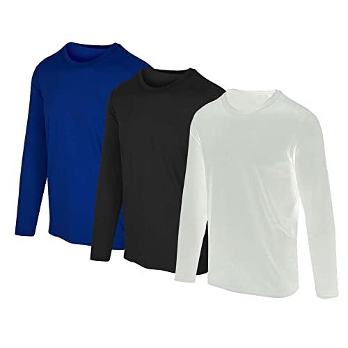 Kit com 3 Camisetas Proteção Solar Uv 50 Ice Tecido Gelado – Slim Fitness – Marinho – Branco – Preto – EGG
