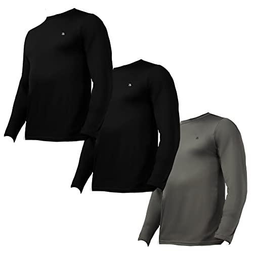 Kit 3 Blusa Masculina Termica Plus Size LegBrasil Proteção Uv 50+ (preto-preto-cinza, G4)