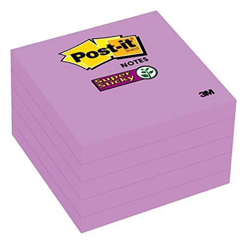 Post-it Super Sticky Notes. 2 poderes de aderência. 7.6 cm x 7.6 cm. Iris. 5 blocos/pacote (654-5SSCG) - 654-5SSSC