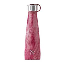 Garrafa de água de aço inoxidável S'ip by S'well - 445 ml - Rose Arbor - Duplo isolamento a vácuo mantém as bebidas frias por 24 horas e quentes por 10 - sem condensação - livre de BPA