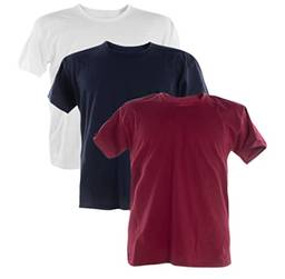 Kit 3 Camisetas PLUS SIZE 100% Algodão (Branco, Marinho, Vinho, XGG)