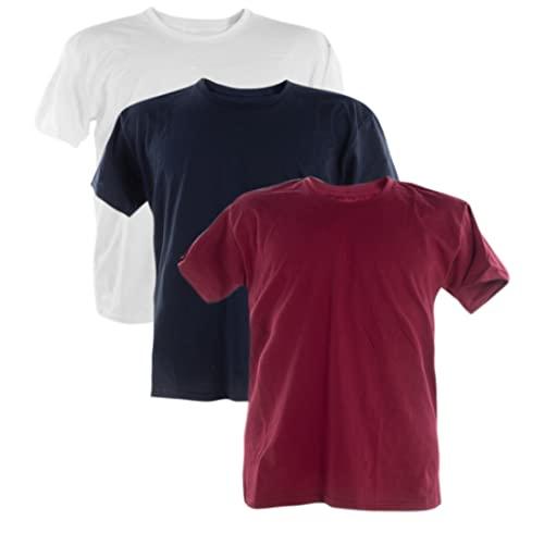 Kit 3 Camisetas PLUS SIZE 100% Algodão (Branco, Marinho, Vinho, XGGGG)