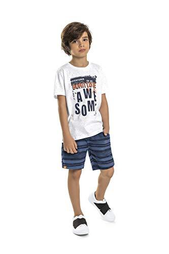 Conjunto Infantil Camiseta e Bermuda Masculino, Branco, 06