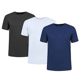 Kit 3 Camisetas Dry Fit Masculina Esportes Exercícios Academia Proteção UV 50 (as2, alpha, x_l, regular, Preto, Branco, Marinho)