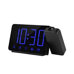 Lianai Relógio Despertador de Projeção Projetor de 180° com Rádio FM Função Snooze 4 Dimmer Alarme Duplo Carregamento USB Relógio Digital 12H/24H para Quartos
