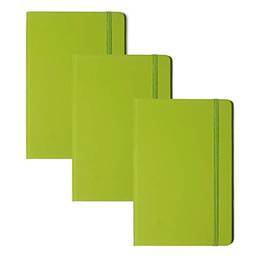 KKcare 3 peças de couro sintético A6 caderno de escrita de diário com elástico forrado de papel material de escritório escolar (verde)
