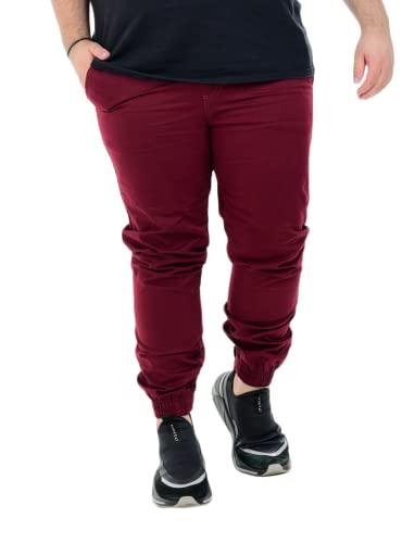 Calça Jogger Masculina Jeans Plus Size (Vinho, G3)
