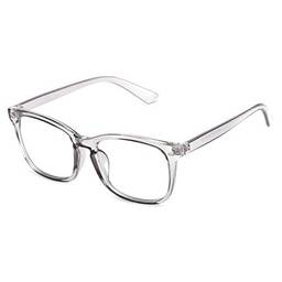 Cyxus Óculos de Luz azul Óculos Quadrados para Computador Óculos Anti-fadiga Ocular Lente Transparente UV400 para Mulheres/Homens (Moldura cinza transparente)