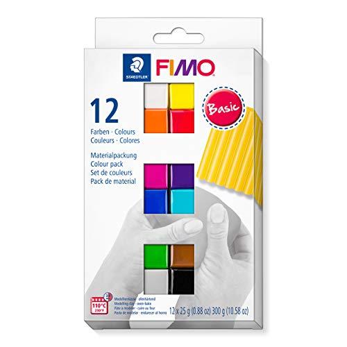 STAEDTLER Argila de polímero macia da FIMO – Argila de forno para joias, esculpir, artesanato, 12 cores sortidas, 8023 C12-1