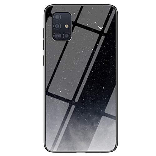Capa XYX compatível com Samsung A51, [parte traseira de vidro temperado] estampa de céu estrelado leve capa fina para Samsung Galaxy A51 SM-A515 (Star Crescent Moon)