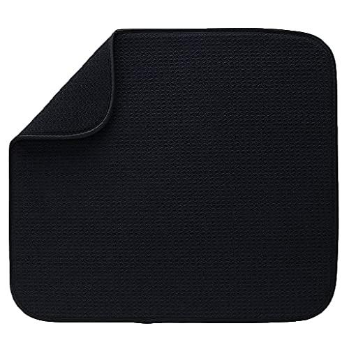 LOVIVER Tapetes de microfibra para secagem de louças para pratos de cozinha, tapete de escorredor absorvente espesso - preto