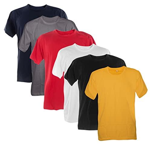 Kit 6 Camisetas 100% Algodão (Marinho, chumbo, Vermelho, branco, Preto, ouro, GG)