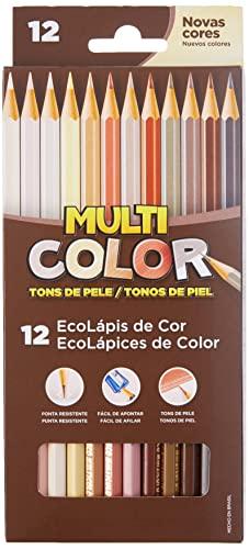 Ecolapis cor, Faber-Castell, Multicolor, Cores etnias, 11.1200NTP, tons de pele, estojo com 12 cores, Multicor
