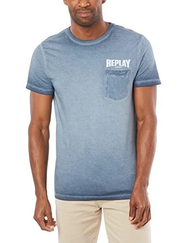 T-Shirt, Trademark, Replay, Masculino, Azul, P