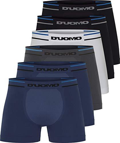 Kit 6 Cuecas Boxer Microfibra, Duomo, Masculino, 2 Azul/ 1 Branco/ 1 Chumbo/ 2 Preto, M