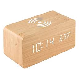 Eastdall Despertador Led De Mesa,Despertador digital com sem fio LED de mesa e visor de temperatura do despertador
