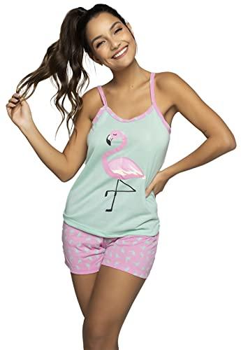Pijama Baby Doll Curto Adulto Personagem (Flamingo, M)