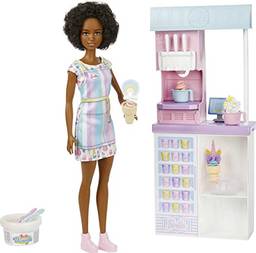 Barbie Conjunto Sorveteria com Boneca Castanha, Multicolor