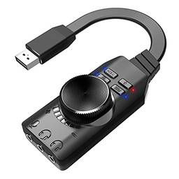 Staright GS3 USB 2.0 Placa de Som Externa Adaptador de Placa de Som Virtual 7.1 Canal Plug and Play com Fones de Ouvido Conectores de Microfone Controle de Mute Mic Games Versão de Atualização
