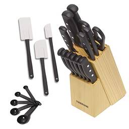 Conjunto de 22 peças de facas e utensílios de cozinha Farberware de aço inoxidável de alto carbono, preto
