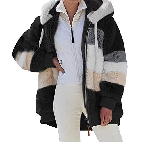 abrigo de mujer,Henniu Moda feminina inverno casaco de pelúcia unido com capuz manga longa zíper bolso jaqueta quente e macia