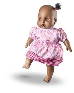 Boneca Bebê, Milk, Judy, Corpo em Tecido, 43 cm, Negra