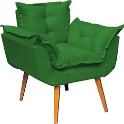 Poltrona Alice Decorativa Para Sala Cadeira Reforçada Para Recepção Sala De Espera Consultório Escritório Pé Castanho - Clique & Decore (Verde)