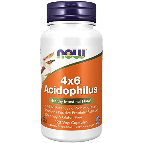 NOW Foods - Acidophilus 4x6 (4 Bilhão de Potência, 6 Cepas Probióticas) - 120 Cápsulas vegetarianas
