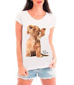 Camiseta Blusa T shirt Bata Criativa Urbana Dog Cachorro Fones Música Pet Lovers Branco GG