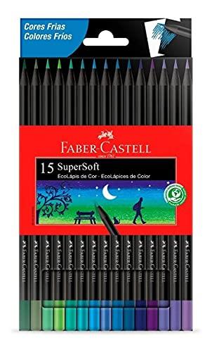 Ecolápis de cor, Faber-Castell, supersoft, 120715SOFTCF, 15 cores tons frios