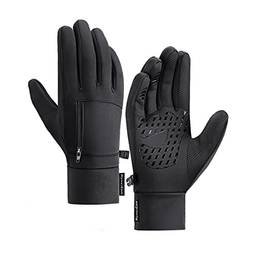 KKcare Luvas masculinas de inverno à prova d'água com tela sensível ao toque bolso antiderrapante de lã luvas térmicas esportivas