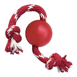 KONG - Bola com corda – Borracha durável, brinquedo para pegar e mastigar – para cães pequenos