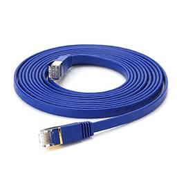 Tomshin Cabo Ethernet Cat 7 32AWG Cobre livre de oxigênio 10 Gbps Alta Velocidade 600Mhz Largura de Banda Plana Rede de Internet LAN Patch Cord, Azul 3m