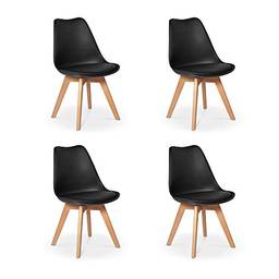 Conjunto 04 Cadeiras Eames Wood Leda Design - Preta